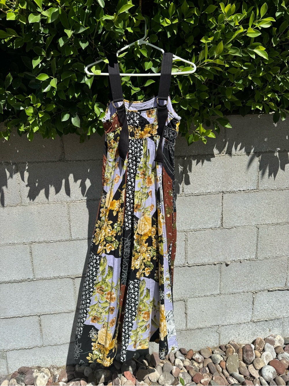Maeve Floral Patchwork Maxi Dress in Yellow and Black - Picture 4 of 9